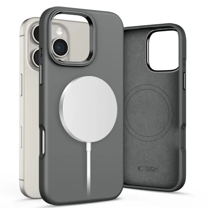 Калъф от Tech-Protect Silicone PU MagSafe
 Case за iPhone 16 Pro Max - Gray - Image 1