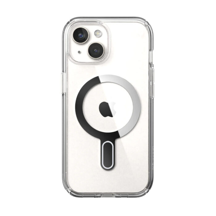 Калъф от Speck iPhone 15, 13, 14, iPhone 16e PRESIDIO CLR +CL CLEAR/CLEAR/CHROME FINISH/SERENE SILVER - Image 1