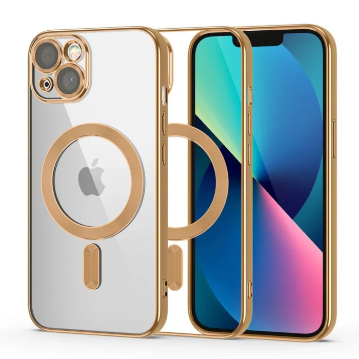 Калъф от Tech-
Protect Mag Shine Line MagSafe
case за iPhone 13 - gold - Image 1