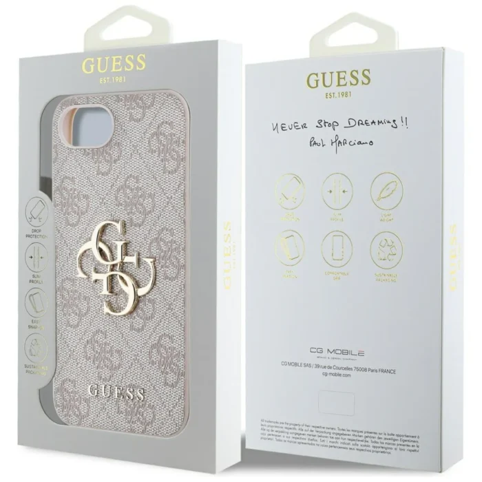 Калъф от 
Guess PU 4G Metal Logo Case за iPhone 16e Pink - Image 3