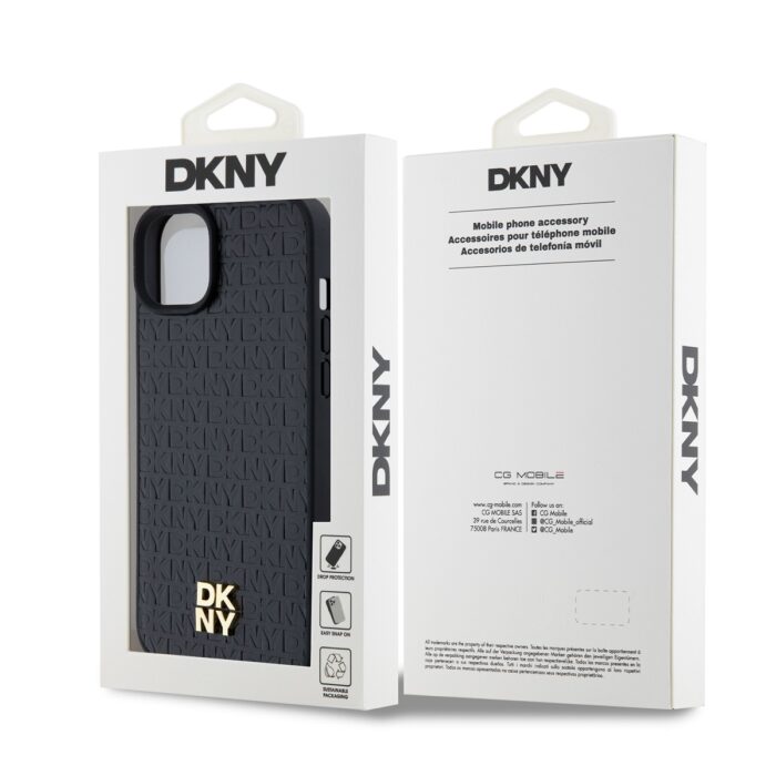 Калъф от 
DKNY PU Leather Repeat Pattern Stack Logo MagSafe Case за iPhone 13 Black - Image 6