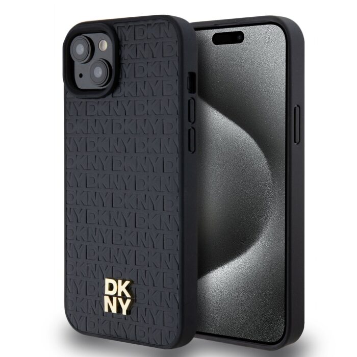 Калъф от 
DKNY PU Leather Repeat Pattern Stack Logo MagSafe Case за iPhone 13 Black - Image 1