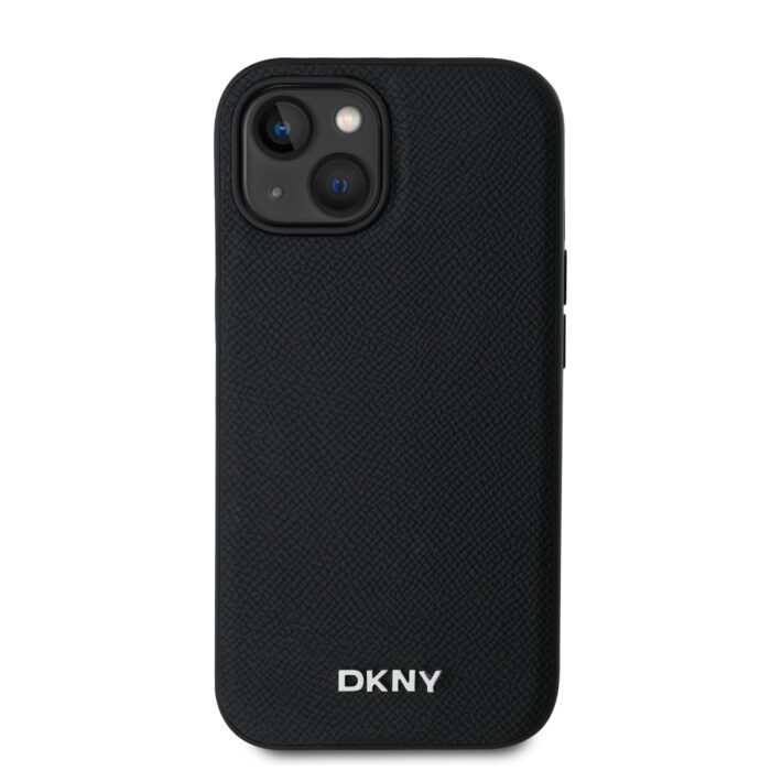 Калъф от 
DKNY PU Leather Silver Metal Logo Magsafe Case за iPhone 13 Black - Image 2