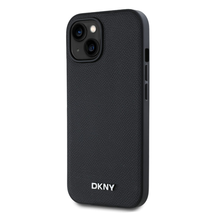 Калъф от 
DKNY PU Leather Silver Metal Logo Magsafe Case за iPhone 13 Black - Image 3