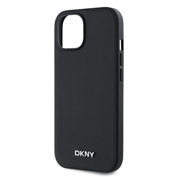 Калъф от 
DKNY PU Leather Silver Metal Logo Magsafe Case за iPhone 13 Black - Image 4