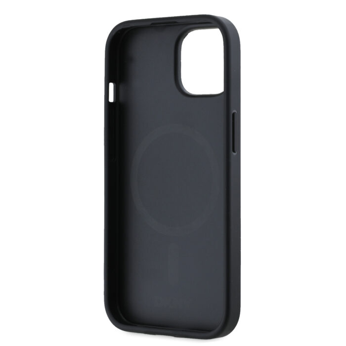 Калъф от 
DKNY PU Leather Silver Metal Logo Magsafe Case за iPhone 13 Black - Image 5
