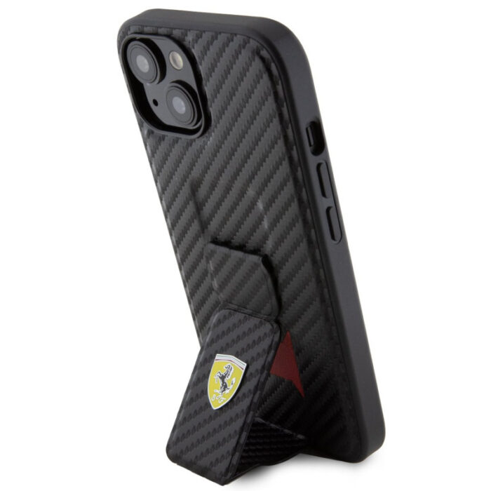 Калъф от Ferrari Carbon Grip Stand Case за iPhone 15 Pro Max Black - Image 1