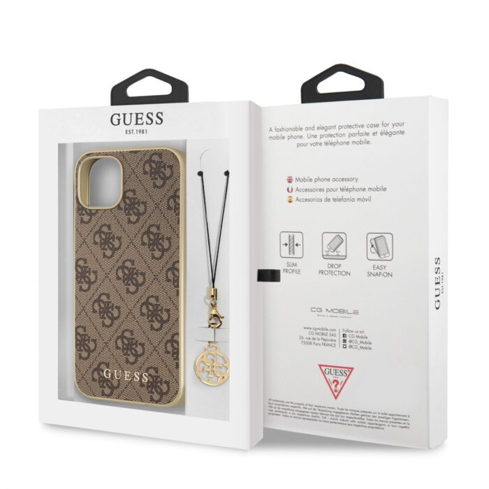 Калъф Case GUESS 4G Charms Collection Hardcase GUHCP13MGF4GBR for Iphone 13 Brown - Image 6