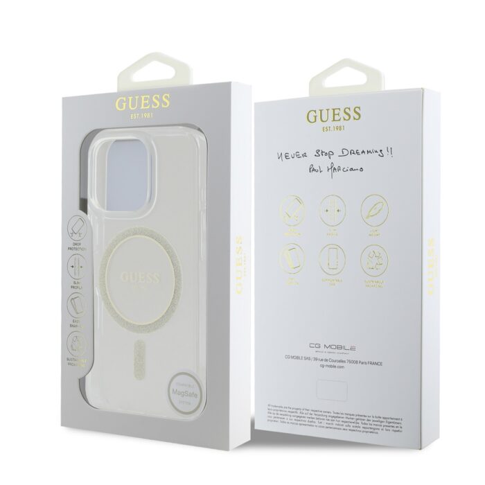 Калъф от Guess IML Glitter Ring MagSafe Case за iPhone 16 Pro Transparent - Image 6