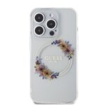 Калъф от Guess PC/TPU Flowers Ring Glossy Logo MagSafe Case заiPhone 14 Pro Transparent - Image 3