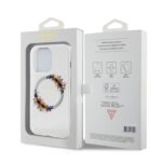 Калъф от Guess PC/TPU Flowers Ring Glossy Logo MagSafe Case заiPhone 14 Pro Transparent - Image 7