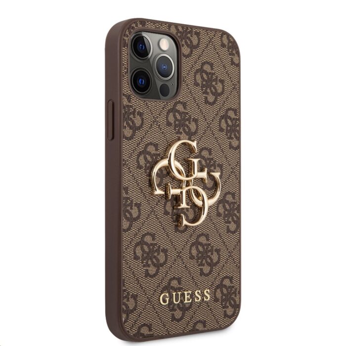 Калъф Guess PU 4G Metal Logo Case for iPhone 12/12 Pro Brown - Image 3
