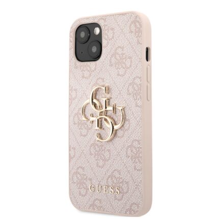 Guess PU 4G Metal Logo Case for iPhone 13 Pink