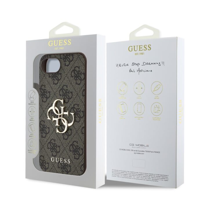 Калъф от 
Guess PU 4G Metal Logo Case за iPhone 16e Brown - Image 7