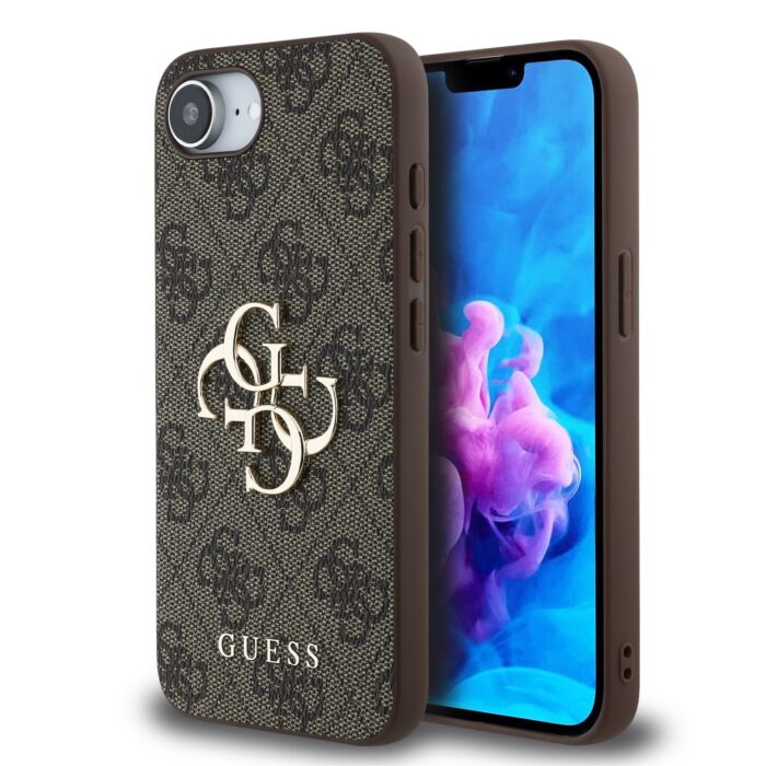 Калъф от 
Guess PU 4G Metal Logo Case за iPhone 16e Brown - Image 1