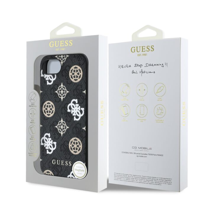 Калъф от 
Guess PU 4G Peony MagSafe Case за iPhone 16e Black - Image 7