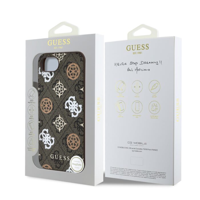 Калъф от 
Guess PU 4G Peony MagSafe Case за iPhone 16e Brown - Image 7