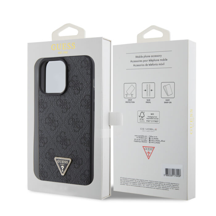 Калъф от Guess за iPhone 15 Pro Max Hardcase Leather 4G Diamond Triangle Black - Image 8