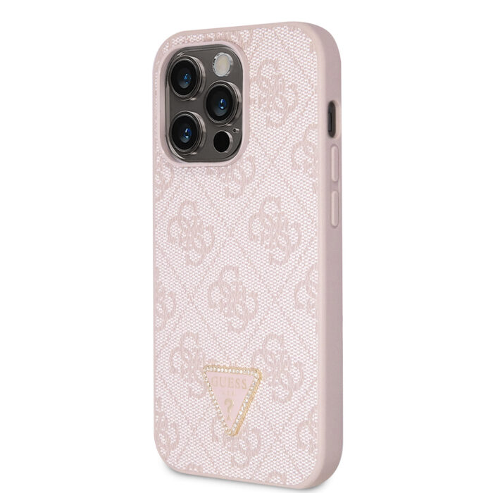 Калъф от Guess PU 4G Strass Triangle Metal Logo Case за iPhone 15 Pro Pink - Image 2
