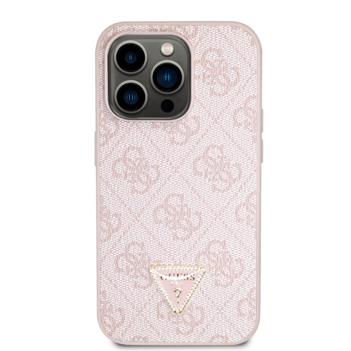 Калъф от Guess PU 4G Strass Triangle Metal Logo Case за iPhone 15 Pro Pink - Image 3
