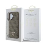 Калъф от Guess PU 4G Strass Triangle Metal Logo Case за iPhone 16 Brown - Image 6