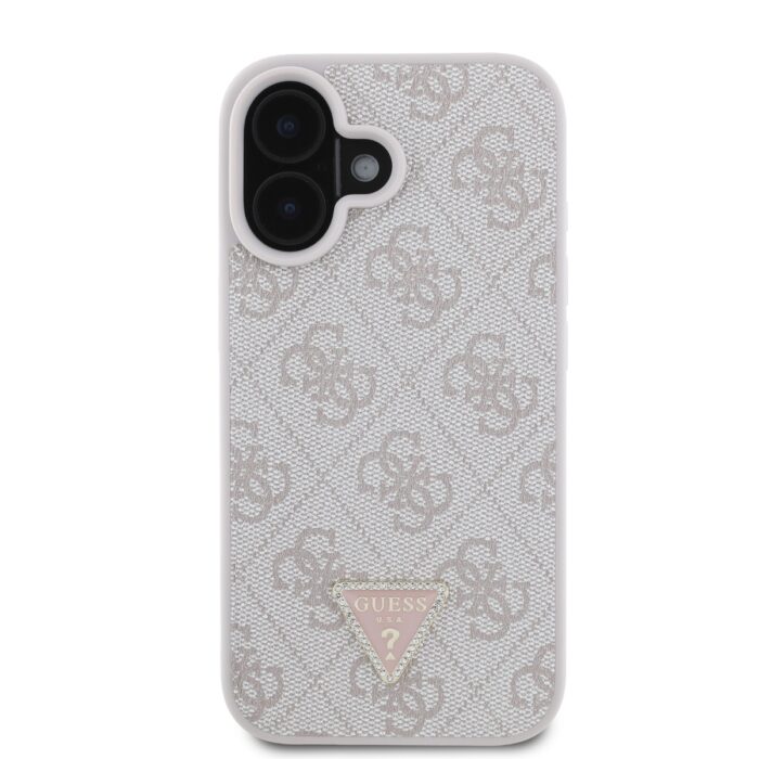 Калъф от Guess PU 4G Strass Triangle Metal Logo Case за iPhone 16 Pink - Image 2