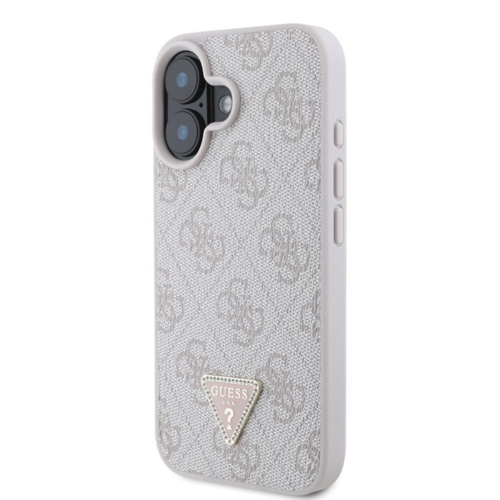 Калъф от Guess PU 4G Strass Triangle Metal Logo Case за iPhone 16 Pink - Image 3