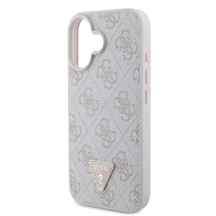 Калъф от Guess PU 4G Strass Triangle Metal Logo Case за iPhone 16 Pink - Image 4