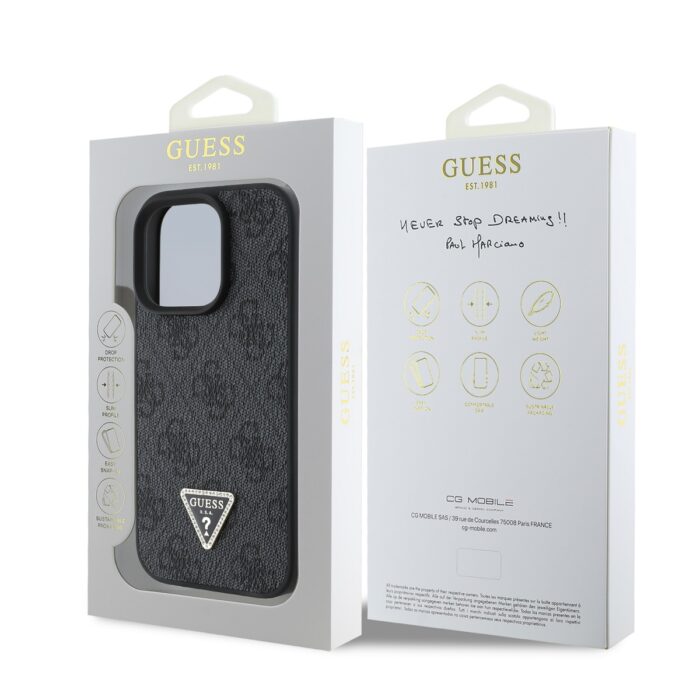 Калъф от Guess PU 4G Strass Triangle Metal Logo Case за iPhone 16 Pro Max Black - Image 6