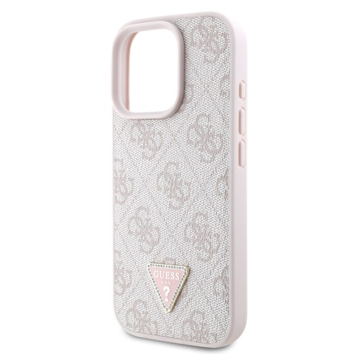 Калъф от Guess PU 4G Strass Triangle Metal Logo Case за iPhone 16 Pro Pink - Image 4