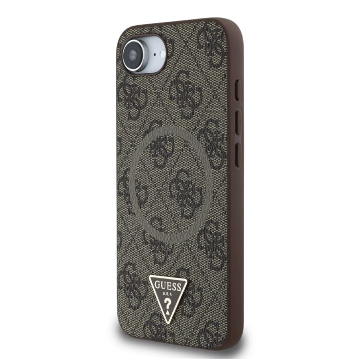 Калъф от 
Guess PU 4G Strass Triangle Metal Logo Case за iPhone 16e Brown - Image 2