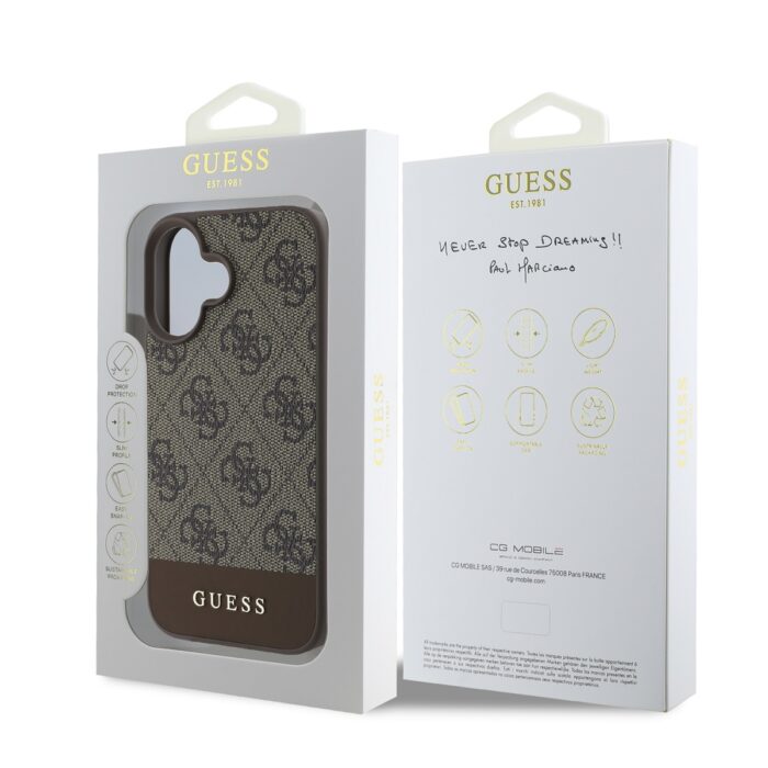 Калъф от 
Guess PU 4G Stripe за iPhone 16 Brown - Image 6