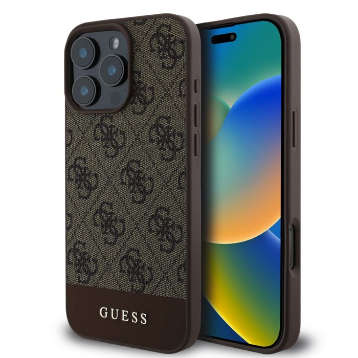 Калъф от Guess PU 4G Stripe Case за iPhone 16 Pro Brown - Image 1