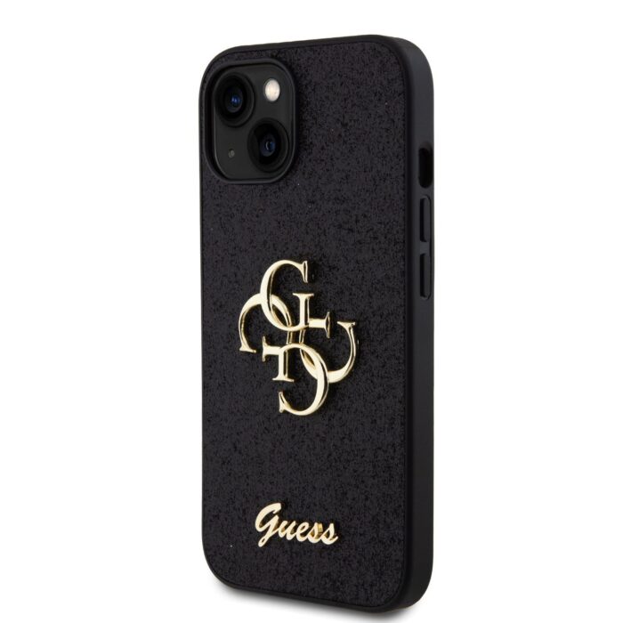 Калъф от 
Guess PU Fixed Glitter 4G Metal Logo Case за iPhone 13 Black - Image 1