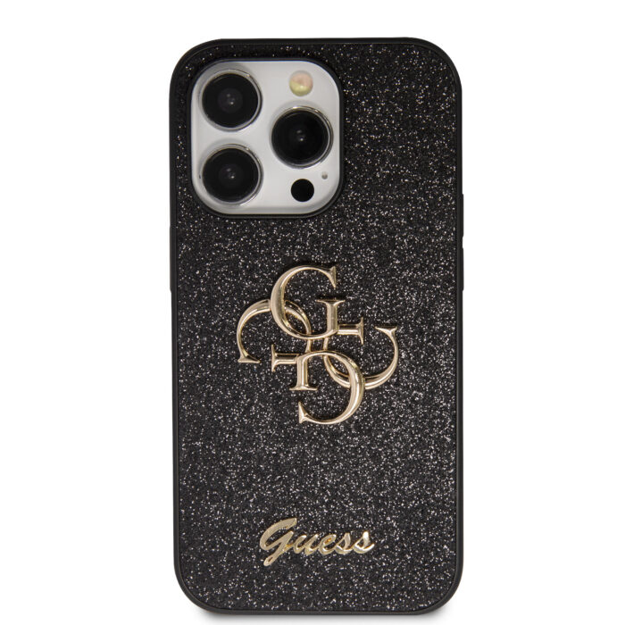 Калъф от Guess PU Fixed Glitter 4G Metal Logo Case за iPhone 15 Pro Max Black - Image 3