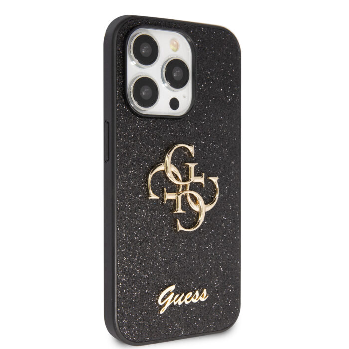 Калъф от Guess PU Fixed Glitter 4G Metal Logo Case за iPhone 15 Pro Max Black - Image 4