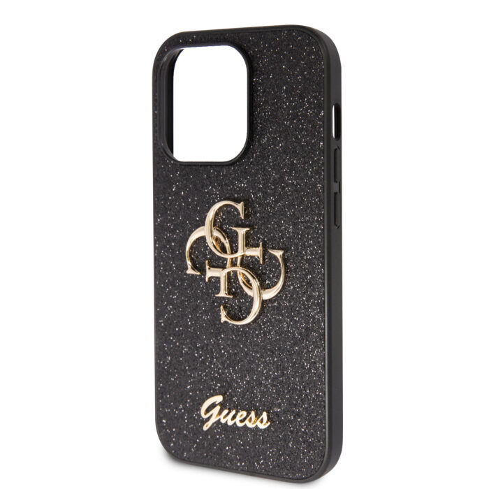 Калъф от Guess PU Fixed Glitter 4G Metal Logo Case за iPhone 15 Pro Max Black - Image 6