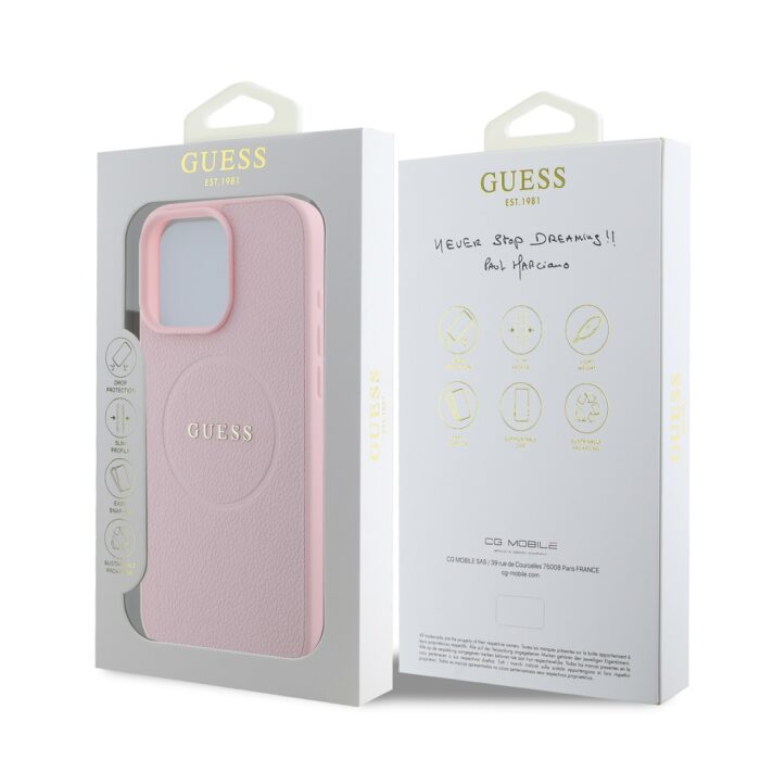 Калъф от Guess PU Grained Classic Logo MagSafe Case за iPhone 16 Pro Pink - Image 6