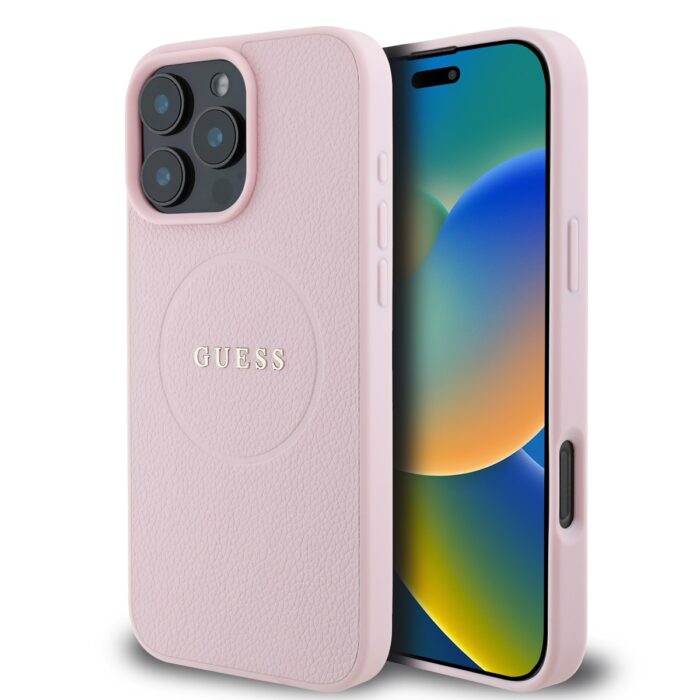 Калъф от Guess PU Grained Classic Logo MagSafe Case за iPhone 16 Pro Pink - Image 1