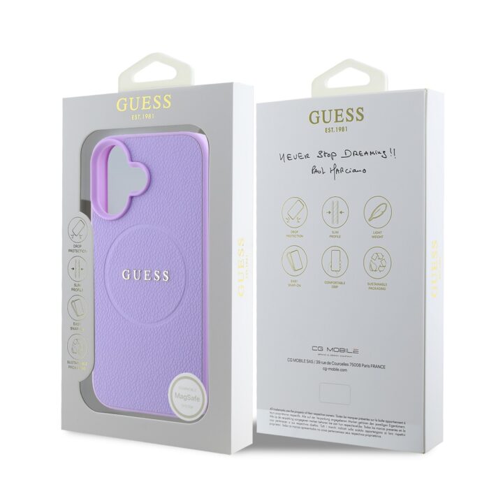 Калъф от Guess PU Grained Classic Logo MagSafe Case за iPhone 16 Purple - Image 6