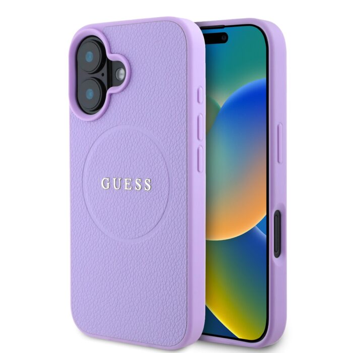 Калъф от Guess PU Grained Classic Logo MagSafe Case за iPhone 16 Purple - Image 1
