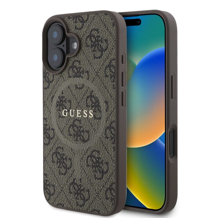 Калъф от 
Guess PU Leather 4G Colored Ring MagSafe за iPhone 16 Brown - Image 1