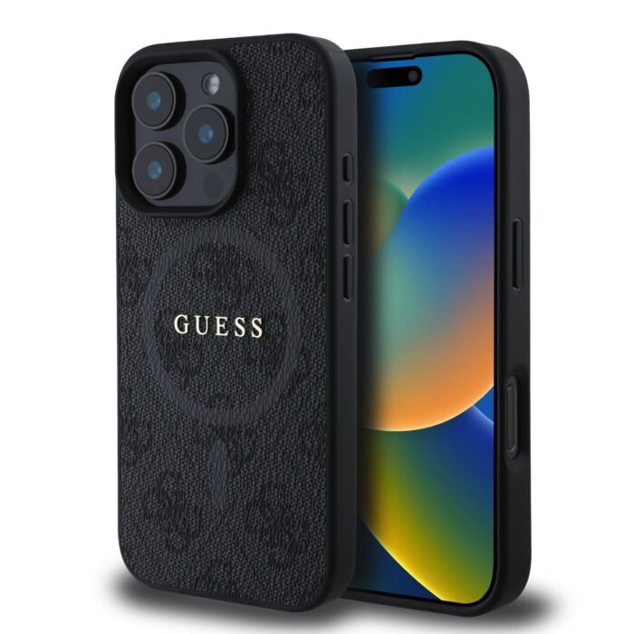 Калъф от 
Guess PU Leather 4G Colored Ring MagSafe за iPhone 16 Pro Black - Image 1