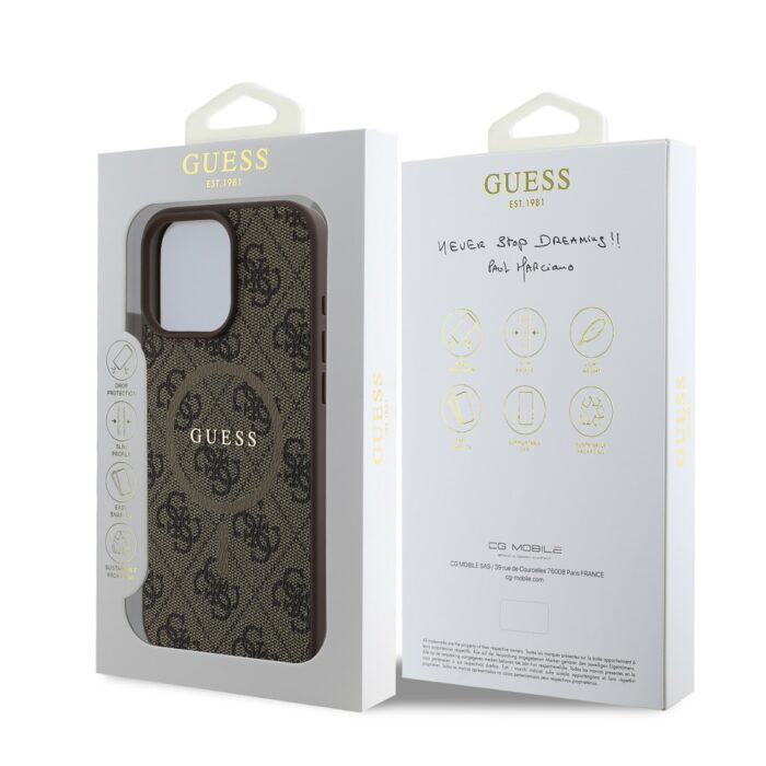 Калъф от Guess PU Leather 4G Colored Ring MagSafe Case за iPhone 16 Pro Brown - Image 6