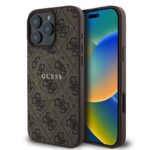 Калъф от Guess PU Leather 4G Colored Ring MagSafe Case за iPhone 16 Pro Max Brown