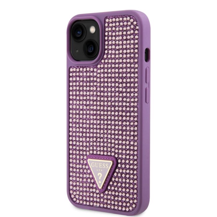 Калъф от Guess Rhinestones Triangle Metal Logo Kryt pro за iPhone 15 Purple - Image 2