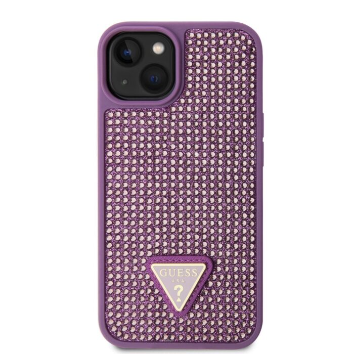 Калъф от Guess Rhinestones Triangle Metal Logo Kryt pro за iPhone 15 Purple - Image 3