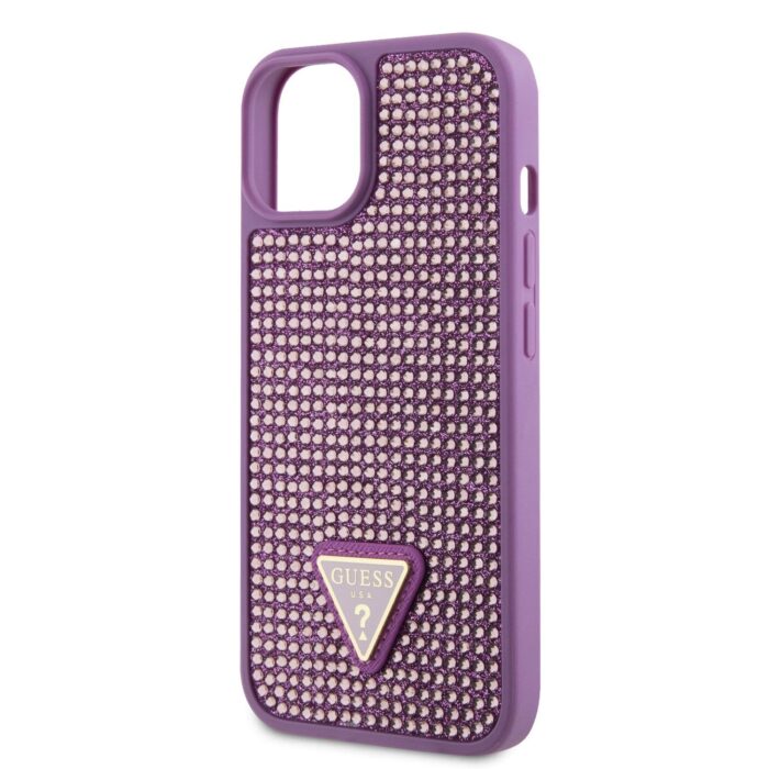 Калъф от Guess Rhinestones Triangle Metal Logo Kryt pro за iPhone 15 Purple - Image 5