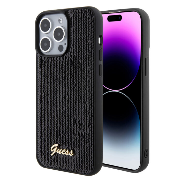Калъф от Guess za iPhone 15 Pro Max Hardcase Sequin Script Metal Black - Image 1
