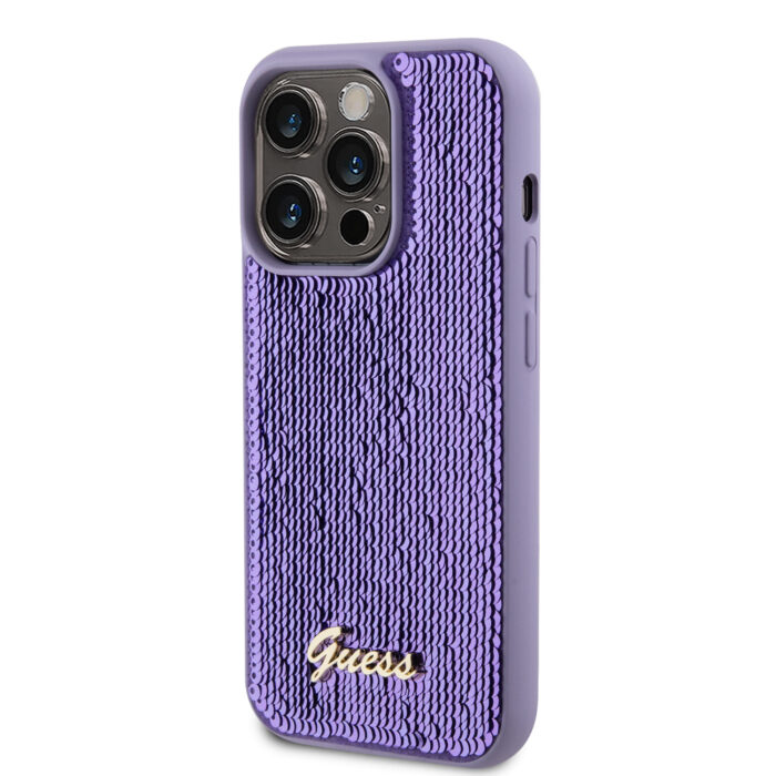 Калъф от Guess за iPhone 15 Pro Max Hardcase Sequin Script Metal Purple - Image 2